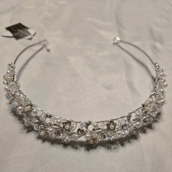 Tiara Crown‎ With Crystal Pearl & Rhinestone By Davids Bridal Headpiece NEW
